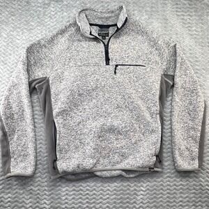 J Crew Nordic Fleece Pullover Mens Gray Quarter Zip Side Zip Pockets Sweater